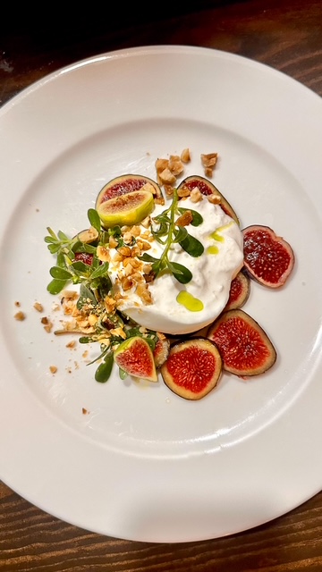 Dessert maison — burrata aux figues fraîches, L'Esperluette Forcalquier